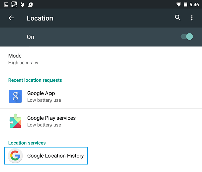 location google history android account phone delete screen tap below