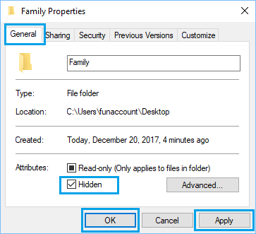 Hide Files Using File Properties Option in Windows 10