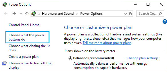 Choose What Power Buttons Do