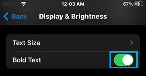 Enable Bold Text on iPhone