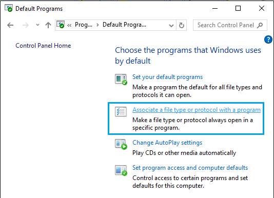 computer forgot default programs for opening files