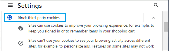 Block third-party cookies in Google Chrome