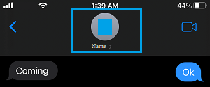 Message Sender Name on iPhone