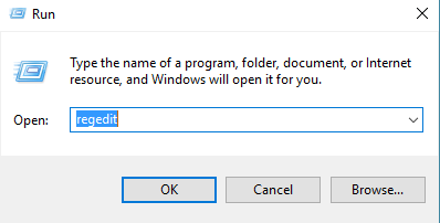 Run regedit Command in Windows 10