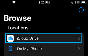 Open iCloud Drive on iPhone