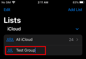 Select Group Contact on iPhone