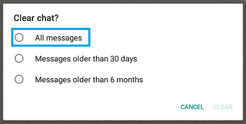 WhatsApp Group Clear Chat Options On Android