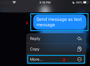 Tap & Hold on Message And Select More