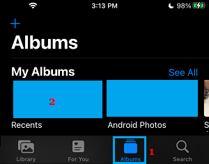 Open Photo Album in iPhone Photos App