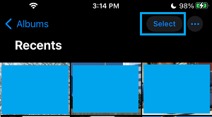 Select Option in iPhone Photos App