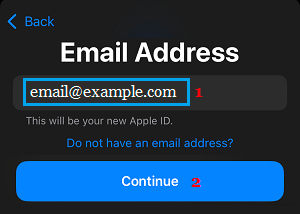 Type Email Address to Create Apple ID on iPhone 