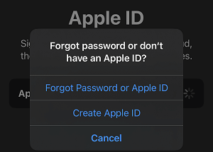 Create Apple ID Option on iPhone