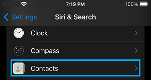 Contacts on Siri & Search Screen