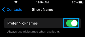 Enable Prefer Nicknames Option on iPhone