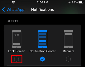 Disable WhatsApp Notification on iPhone Lock Screen