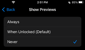 Never Show WhatsApp Message Previews on iPhone
