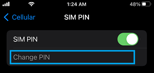 Change SIM PIN Option on iPhone