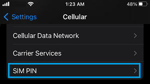 SIM PIN Settings Option on iPhone