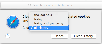 Clear All Safari Browsing History Option on Mac