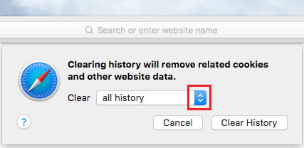 Select Browsing History to Clear Option in Safari Browser on Mac