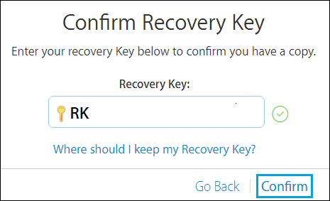 how to find the recovery key for mac