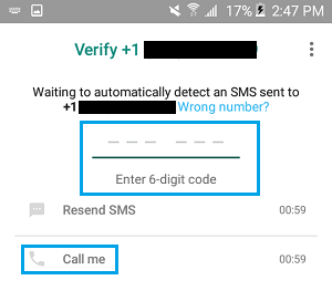 Verify WhatsApp By Entering WhatsApp Verification Code
