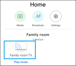 Chromecast-Einstellungsoption In Der Google Home App