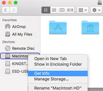 Get Storage Info in Finder on Mac