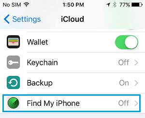 where is find my iphone in settings