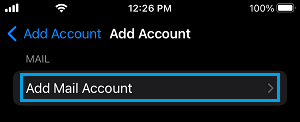 Manually Add Email Account Option on iPhone