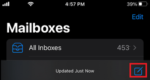 Compose New Email Icon on iPhone