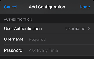 Add Authentication Details For VPN