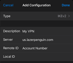 Add VPN Configuration Details on iPhone