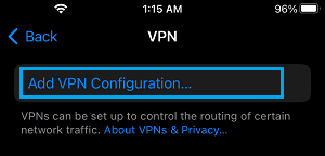 Add VPN Configuration on iPhone