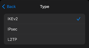 Select VPN Type On iPhone