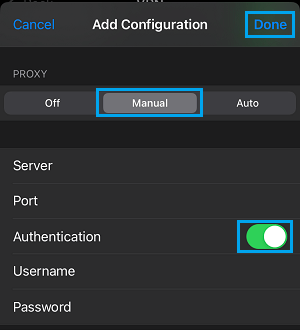 Add Proxy Details For VPN Connection on iPhone