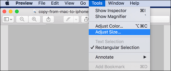 how to adjust photo size on mac