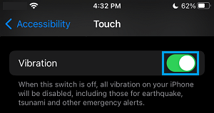 Enable Vibration in Accessibility Mode on iPhone