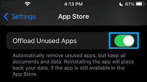 Enable Offload Unused Apps option on iPhone