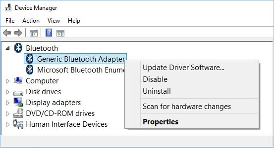 bluetooth update driver windows 10