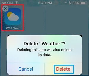weather app iphone delete widget ipad appears tap pop