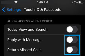 Disable Return Missed Calls Option on iPhone