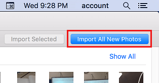 Import All New Photos Button in Mac Photos App