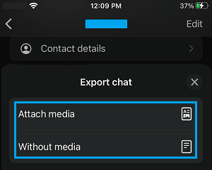 Attach Media to Export Chat Options in WhatsApp