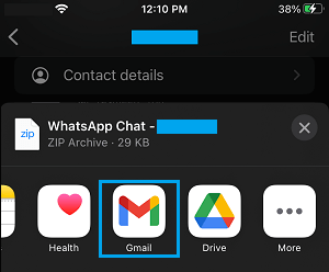 Send Chat by Gmail Option in WhatsApp