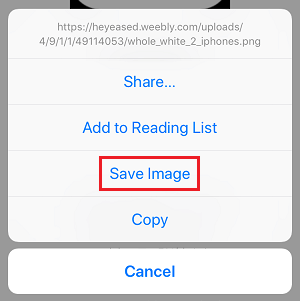 Save Image to Photos Option on iPhone