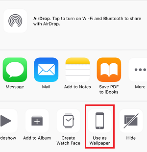 Use as Wallpaper Option on iPhone