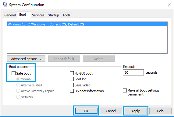 Disable Safe Mode Using System Configuration