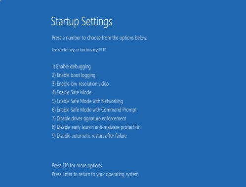 Windows Startup Settings Options