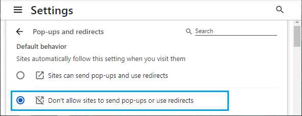 Block Pop-ups And Redirects in Google Chrome